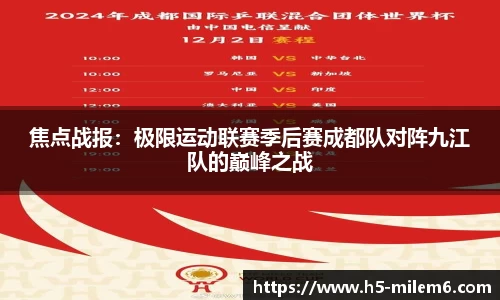 焦点战报：极限运动联赛季后赛成都队对阵九江队的巅峰之战